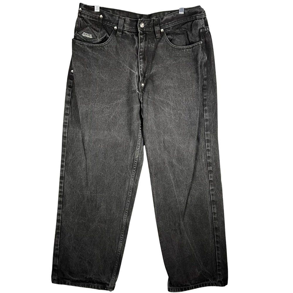 Enyce Baggy Jeans Men 35 Black Vintage Wide Leg Streetwear Denim Hip Hop 90s Y2K
